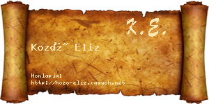 Kozó Eliz névjegykártya